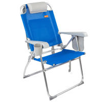 Aktive - Silla de playa plegable con respaldo reclinable 8 posiciones, 48x65x100 cm, de aluminio y textileno, con mochila, cojín, posavasos, bolsa rejilla, bolsillo lateral y antivuelco, máx. 110 kg, sillas de playa, sillas plegables, accesorios verano - details 1