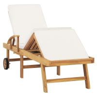 vidaXL Tumbona con cojín madera maciza de teca Crema, Gris oscuro, Verde Sillas de Exterior Ideal para jardín, playa, piscina, terraza Tumbona Piscina Tumbonas Playa Tumbonas Jardín Exterior - details 4