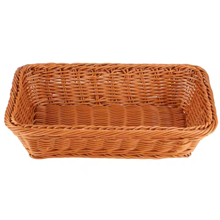 Cesta de almacenamiento de frutas y pan de comida rectangular de escritorio para el hogar para restaurante de oficina, Color café - 1