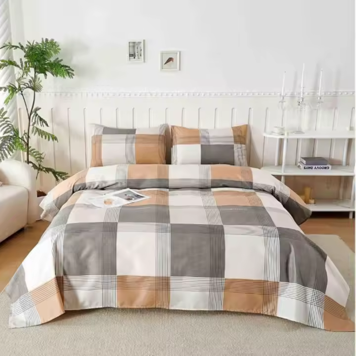 Juego de Sábana 4 piezas diseño unisex estampado geométrico, plumas, hojas y floral para camas de 135 cm y 150 cm - 1