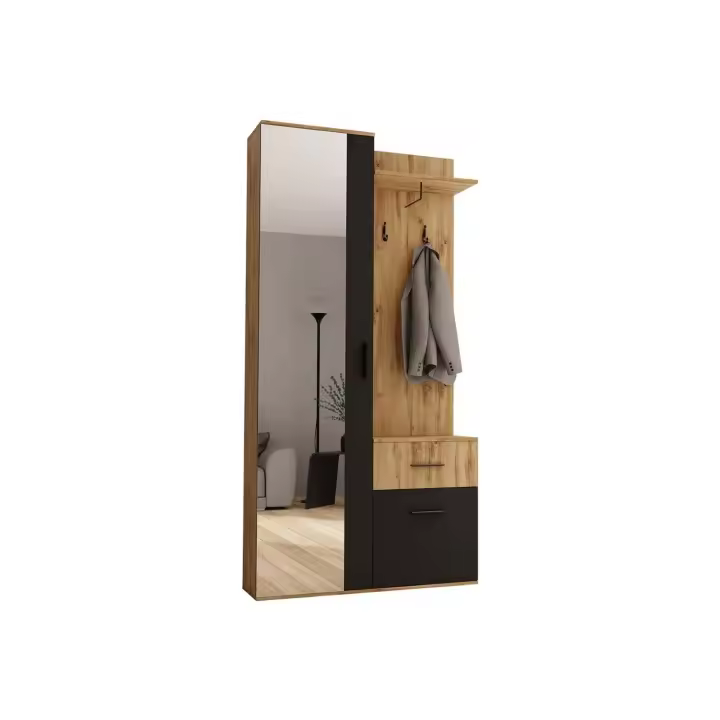 Conjunto de recibidor Stanton 141, Muebles ES, Espejo, Aglomerado laminado, 97 x 195 x 28cm - 1