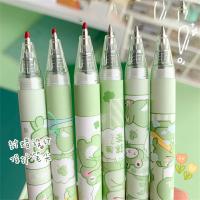 6 Piezas De Bolígrafos De Plástico 0.5mm Negros Con Diseño De Rana Lindo Suministros Escolares Kawaii Para Escritura - details 6