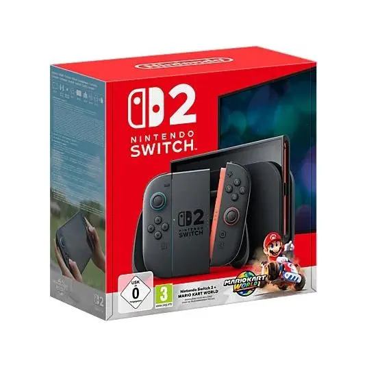 Nintendo Switch 2, 7.9”, 256 GB, Azul y Rojo Neón + Juego Mario Kart World (Digital) - 1