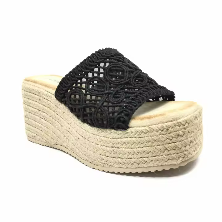 Gobbs VR-VRA-831 Sandalias de cuña para mujer negras en sintético 000021 - 1