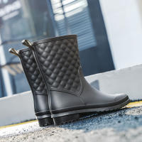 Botas De Lluvia Para Mujeres Negras De Mediana Longitud Antideslizantes Y Resistentes Al Desgaste Impermeables Ligeros Para Jardín - details 7