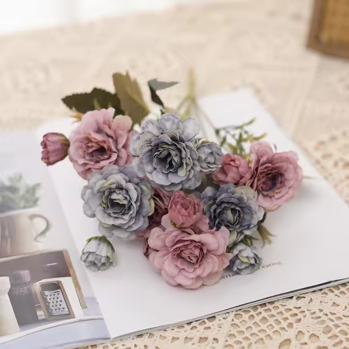 Bouquet De Pétalos Artificiales De Peonía Larga 34cm Para Decoración De Bodas Y Jardines Material Seda Uso En Eventos Y Adornos Domésticos - 1