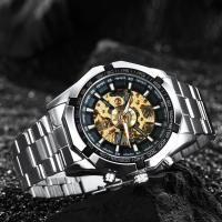 Reloj Mecánico WINNER Clásico Esqueleto Para Hombres Manos Luminosas Correa De Acero Inoxidable Marca De Lujo Forsining Reloj De Pulsera - details 4