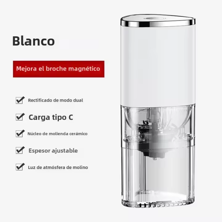 ZC Molinillo de café eléctrico portátil tipo C, núcleo de molienda de cerámica con carga USB, pulverizador de granos de café para el hogar - 1