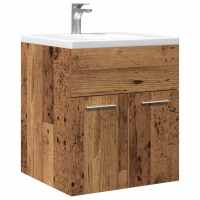 vidaXL Armario para lavabo madera contrachapada 41x38,5x46 cm en color Negro/Madera antigua/Blanco y roble sonoma y más | almacenamiento funcional diseño moderno para baño dormitorio sala - details 1