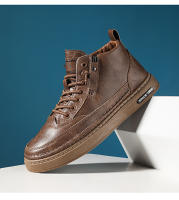 Botas De Hombre Para Otoño E Invierno Con Interior De Peluche Cálida Casual De Exterior Trabajo Moda Versátil Suela Suave Cómodas De Cuero - details 14