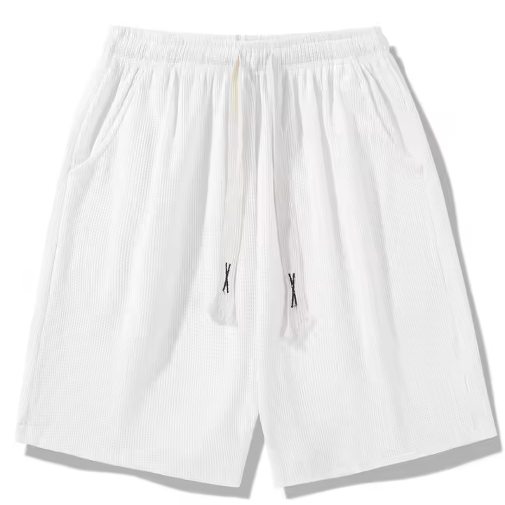 Shorts Deportivos Para Hombre Verano Malla Helada Secado Rápido Estilo Waffle Con Cordón Pantalones Cuatro Cuartos Moda - 1