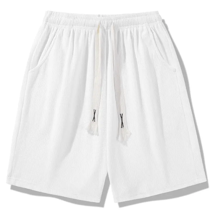 Shorts Deportivos Para Hombre Verano Malla Helada Secado Rápido Estilo Waffle Con Cordón Pantalones Cuatro Cuartos Moda - 1
