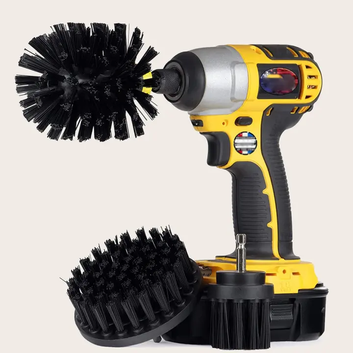 Kit De Escobillas De Limpieza Eléctricas 3Pcs 2/3.5/4' Para Alfombras Vidrio Ruedas De Coche Nylon Escobillas Redondas Para Limpieza General - 1