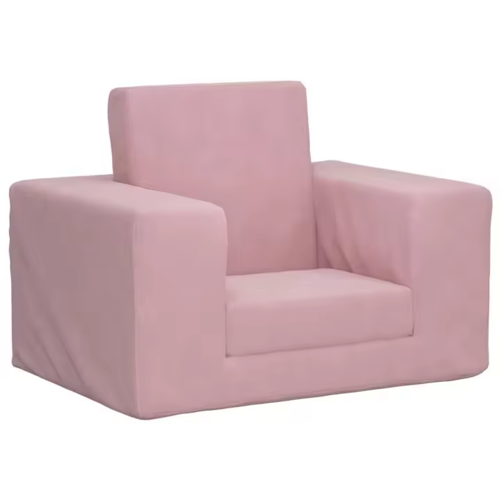 vidaXL Sofá cama para niños felpa suave en color Rosa/Azul - 1