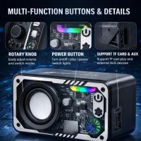 Altavoz Bluetooth Portátil 4W con Sonido Envolvente 3D y Luces LED RGB Sincronizadas con la Música, Impermeable IPX5, Bluetooth 5.3, Batería Recargable 6H, Ranura Tarjeta TF, Mini Altavoz Compacto para Playa, Viajes y Exterior – Negro - details 6
