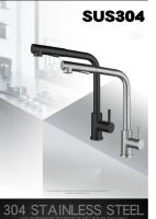Grifo negro extraíble para fregadero de cocina, mezclador de agua fría y caliente de acero inoxidable, boquilla de pulverización, 2 modos, Flexible - details 8