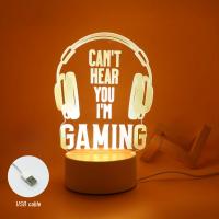 Lámpara De Noche Creativa 3D Auriculares Juego Colección De Jugadores Luz De Mesa 7 Colores O Cálida Decorativa Atmosfera - details 8