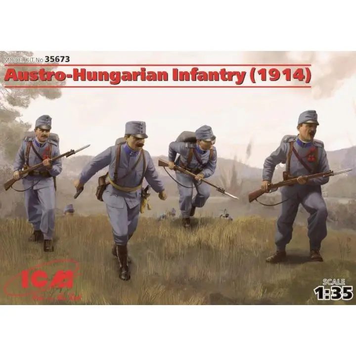 ICM Conjunto de 4 Soldados Austrohúngaros de la Primera Guerra Mundial con Rifle Mannlicher M1895 y Suministros de Campaña - 1
