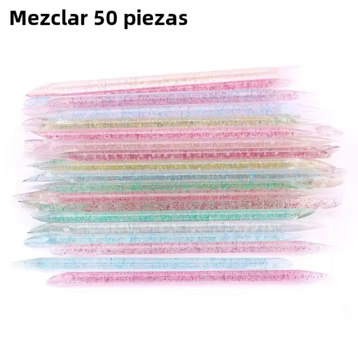100/50Pcs Herramienta Profesional De Eliminación De Cutículas Con Doble Punta Y Cristal Reutilizable Accesorios De Manicura Para Uñas - 1