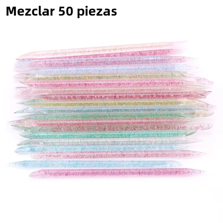 100/50Pcs Herramienta Profesional De Eliminación De Cutículas Con Doble Punta Y Cristal Reutilizable Accesorios De Manicura Para Uñas - 1