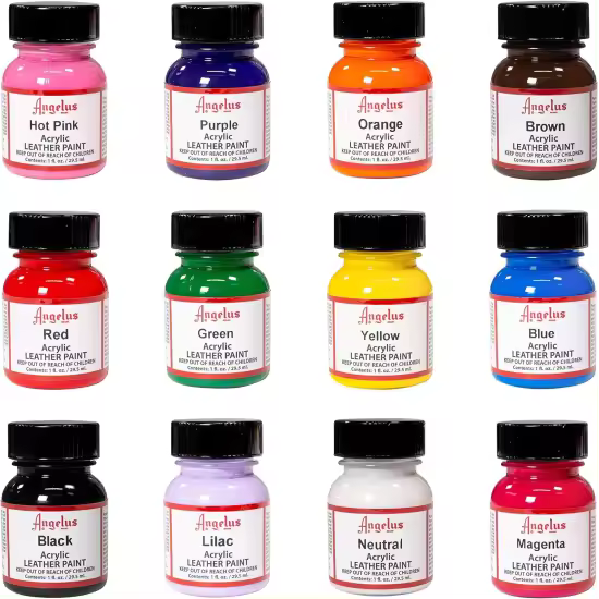 Angelus PACK 12 COLORES PINTURA CUERO Y POLIPIEL ANGELUS 29,5 ML - 1