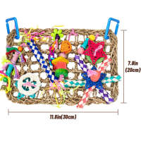 Safe Non-Toxic Bird Toys Straw Bites Climbing Net Parrot Funny Hammock Swing Biting Wire Type B - details 0