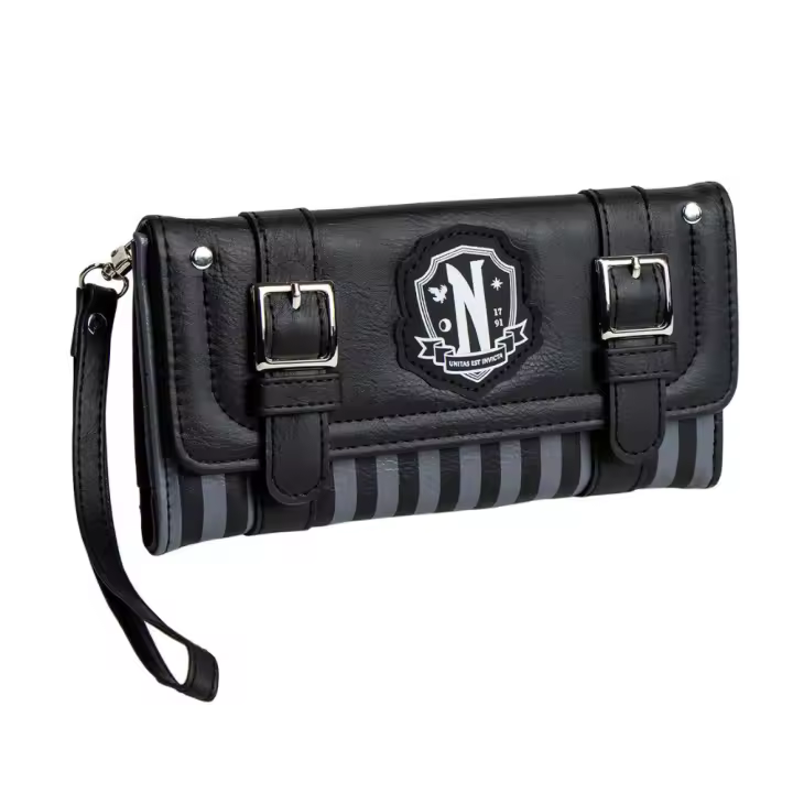 Cartera Billetera Wednesday Miércoles Negra Rayas 79870 - 1