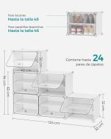 Zapatero Modular de Plástico con 6 Compartimentos y Puertas - Estantería de 30x40x30 cm por Cubo, Marco de Acero, Paneles de Plástico, Color Blanco - details 7