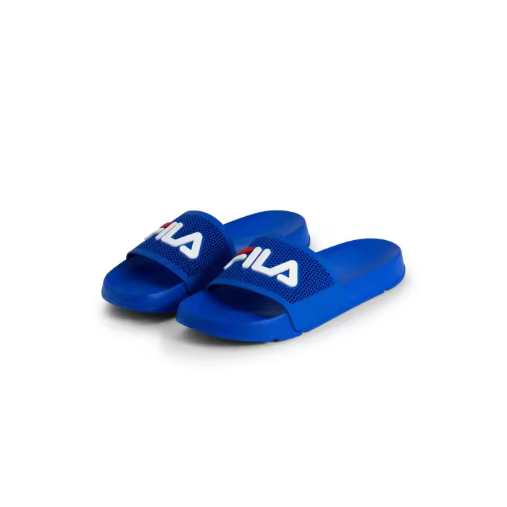 FILA | Chanclas Slide Hombre, Morro Bay Spiro, Caucho y Goma, Azul, Verde y Negro, Sandalias de Piscina Abiertas, Tira Ancha con Patrón Hexagonal y Logo 3D, Cómodas - 1