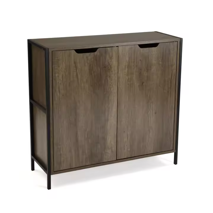 Versa Lizzy Mueble Recibidor Estrecho para la Entrada o el Pasillo, Mesa Consola, Armario de 2 puertas, Zapatero, Medidas (Al x L x An) 78,8 x 30 x 83,2 cm, Madera, Color Marrón y Negro - 1