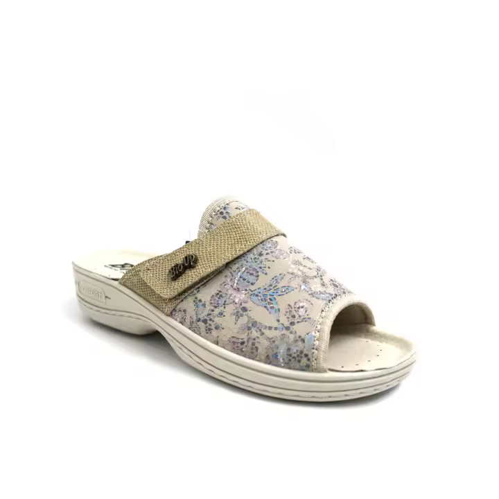 Zuecos Bioup Modelo 1516 IDA Net Beige con Velcros - Plantilla Especial Cómoda y Acolchada - Puntera Cerrada con Elástico - Ideal para Trabajo - 1