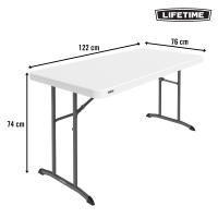 Lifetime - mesa plegable blanca 122x76 cm, altura 74 cm, tablero polietileno alta densidad, protección UV, resistente al agua, estructura metálica estable, uso interior exterior, práctica y duradera - details 6