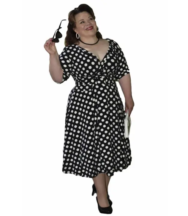 Vestido Cruzado Punto Negro Lunares Blancos Matilda Dolly and Dotty V870-BlaWhiP - 1