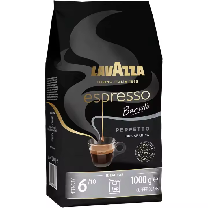 Lavazza, Espresso Barista Perfetto, Café en Grano Tostado, Ideal para Máquina de Café Espresso o Superautomática, con Notas Aromáticas Florales, 100% Arábica, Intensidad 6/10, Tueste Medio, 1 kg - 1