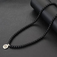 Collar De Piedra Natural Para Hombre 20 Pulgadas Corto Con Flor De Loto Budha Meditación Accesorios Hiphop Rock Regalo Para Él - details 3