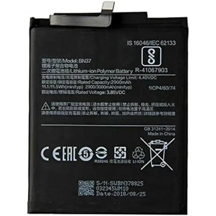 Batería BN37  de Repuesto  para Xiaomi Redmi 6 / Redmi 6A (2900 mAh, Capacidad Original) - 1