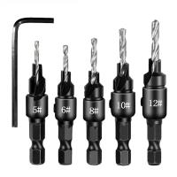 Juego De 5 Piezas De Brocas Para Taladro Hexagonal De Taper En Madera Herramienta De Perforación Y Reamado De Alta Velocidad Acero - details 0