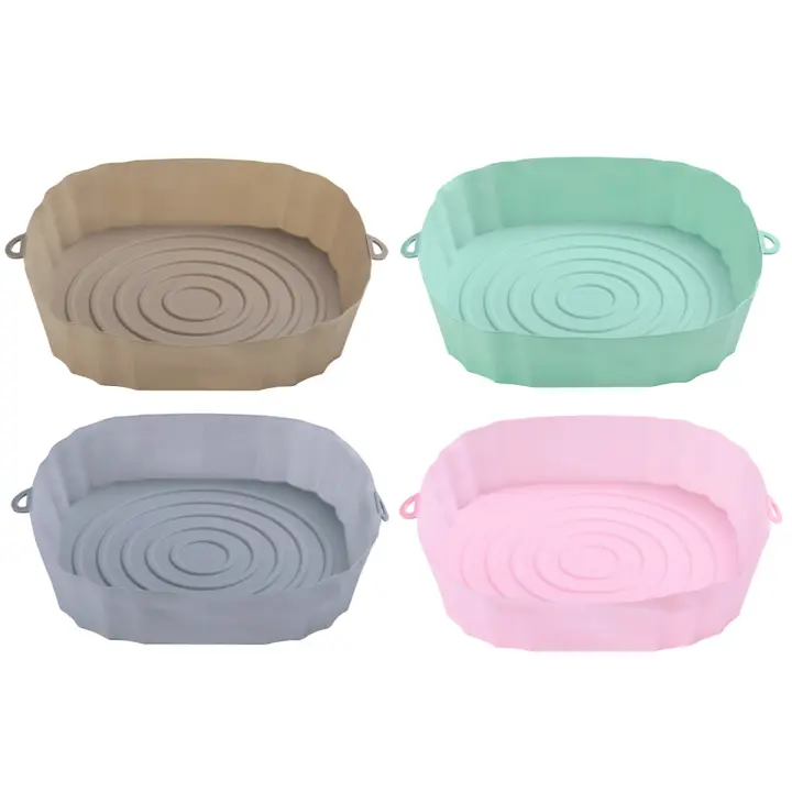 Olla de silicona para freidora de aire, 4 Uds., revestimientos de silicona para freidora de aire, redondos, seguros para alimentos, antiadherentes, accesorios para cesta de freidora de aire - 1