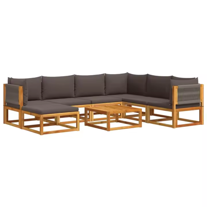 vidaXL Set de sofás de jardín con cojines 8 pzas madera maciza acacia - 1