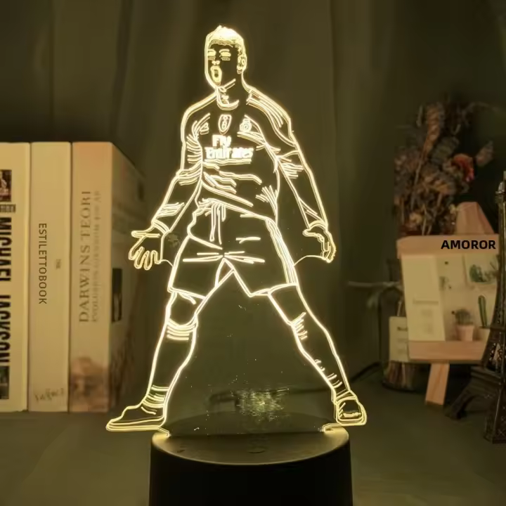 Luz Nocturna LED 3D De Cristiano Nathan Footballer 7/16 Colores Variables Iluminación Visual Para Decoración De Hogar Y Regalo Para Fanáticos Forma Redonda Fuente De Luz LED Sin Baterías Incluidas - 1