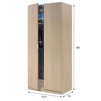 Meimon Armario ropero 2 puertas con barra extraíble de aluminio y estante fijo interior, tirador de aluminio, bisagras metálicas, acabado en roble, melamina TIPO E1, 180x81,5x52 cm, capacidad total 45 kg, con tacos ABS y trasera en MDF blanco - details 3