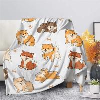 Manta De Peluche Sherpa De Sherpa Con Estampado De Shiba Inu Cartoon Suave Y Cálida Para Cama Cribón Sofá 100x120cm Regalo Para Niños Y Niñas - details 2
