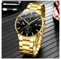 Reloj De Hombre Moda Negocios Cuarzo Tres Ojos Falsos Calendario Acero Inoxidable Cinta Reloj De Pulsera Casual Resistente Al Agua - details 6