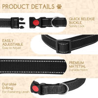 Correa Reflectante De Nylon Ajustable Para Perros Y Gatos Collar Básico Con Cierre Rápido Para Todas Las Estaciones - details 5