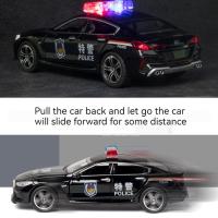 Coche De Policía M8 a Escala 1/32 En Metal Con Retroceso Pull Back Vehículo De Simulación Abre Puertas Juguete Para Colección Y Regalo Para Niños - details 7