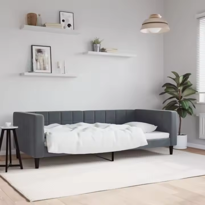 Sofá cama sin colchón terciopelo gris oscuro 90x200 cm - 1