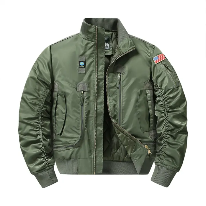 Autumn Winter New Solid Outdoors Simplicity Style Man Flight Suit Stand Collar Leisure Coats Windproof Keep Warm Jackets Man - 1