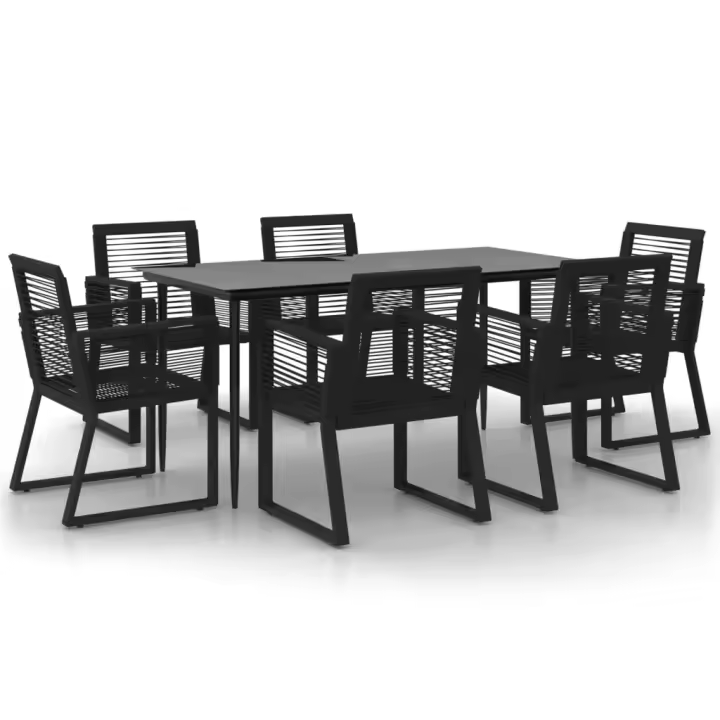 vidaXL Juego de comedor para jardín 7 piezas ratán PVC negro - 1
