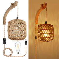 Lámpara De Pared De Rotura Led En Alambre Para Dormitorio Y Sala De Estar Luz Tejida Lámparas De Noche E27 Retro Decoración Interior Fijaciones - details 0