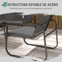 Outsunny Conjunto de Muebles de Jardín Juego de 4 Piezas Muebles de Terraza con 2 Sillones 1 Sofá Exterior de 2 Plazas y Mesa de Centro con Tablero de Vidrio Templado Negro - details 3